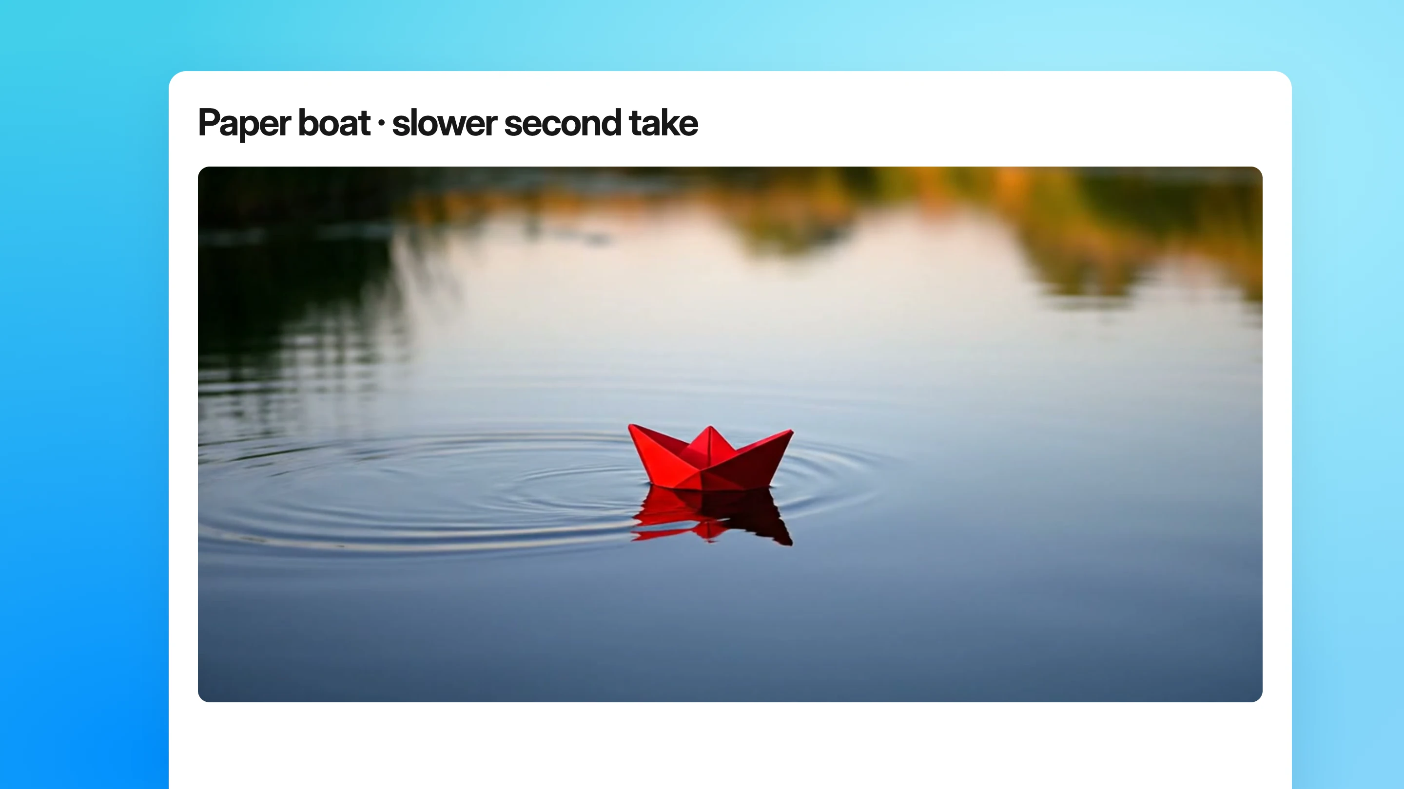 Poster from the existing paper-boat video example.